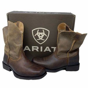 Ariat Mens Rambler Western Boots Brown Leather New